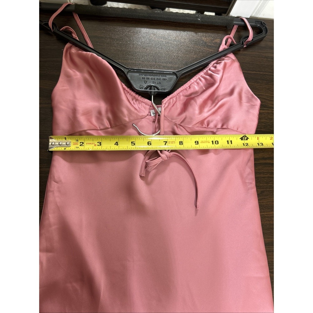 Pink Satin Slip Dress Size S Mini Spaghetti Strap Lingerie Style Y2K - Picture 8 of 9